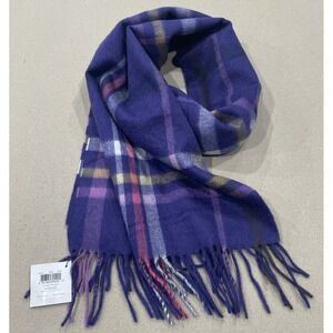 Coach 100% Cashmere Scarf‎ Purple Pink Yellow Plaid MSRP $178